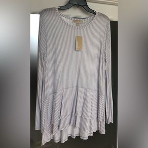 NWT Michael Kors Long Sleeve Peplum Blouse Size L.